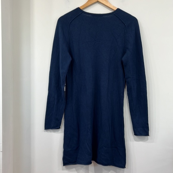 Cassis Merino Wool Blend V Neck Long Sleeve Dress in Navy Blue Size S - Picture 6 of 9